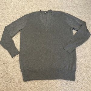 Lurex Heather Grey Lightweight V-Neck Sweater